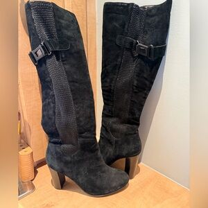 Elegant Black suede Knee-High Women's Boots